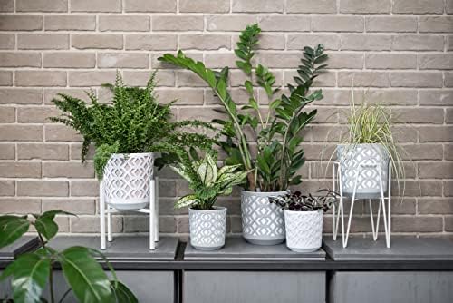 Flowerpot Herb Plant Flower pot | Ø 19,5cm H 20cm | Balcony Garden Container Bucket | Two parts | Organizer box decor | Mix! Match! Play! (White + Light Grey)
