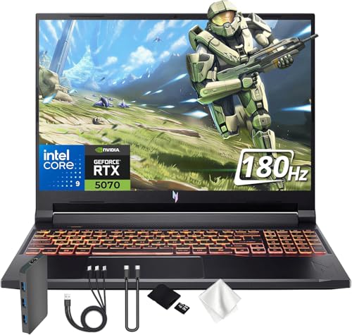 Image of Acer Nitro V 16 inch WUXGA 180Hz Display Gaming Laptop, Intel Core 9 270H, 32GB DDR5, 5TB Storage (4TB SSD&1TB Dock Set), NVIDIA GeForce RTX 5070, Backlit Keyboard, Num Pad, Wi-Fi 6, Win 11 Pro, Black