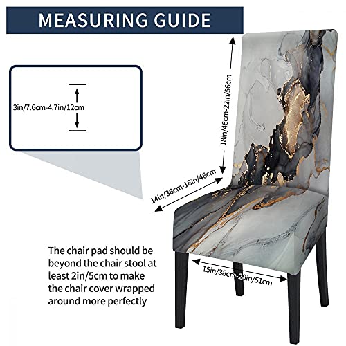 Wondertify Marble Chair Covers For Dining Room Minimaliste Ink Texture Stretch Slipcovers Chair Protector Decor For Home And Banquet Black Grey Gold Yellow #TOP3