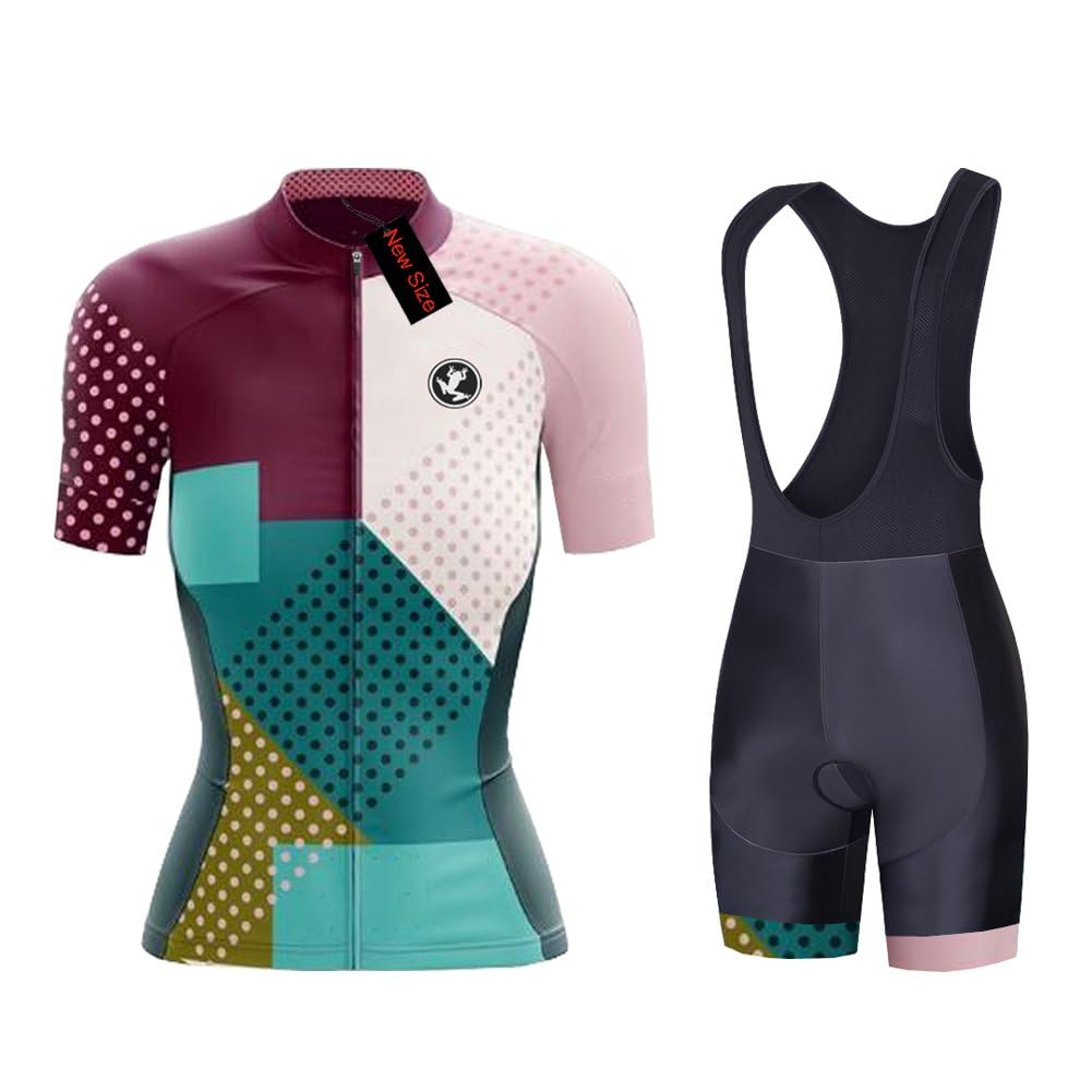 UGLY FROG 2026 Donne Manica Corta Jersey Abbigliamento Set, Ciclismo Magliette Corta Jersey Camicia + Gel Imbottito Pantaloncini Ciclismo Equitazione Bike Sportswear