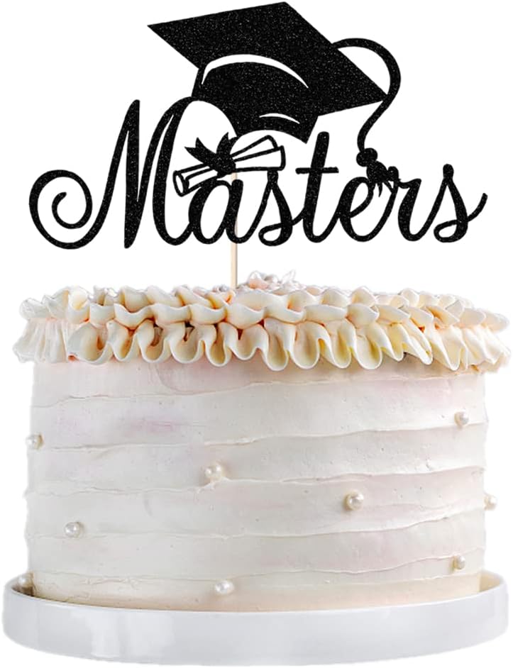 Masters Cake Topper, 2025 graduation cake topper, Congrats Grad Cake Decorations ?Masters Graduation Party Decorations Supplies. (black)