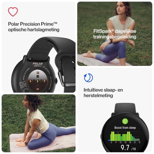 Polar Ignite 3 - Zegarek do Fitness i Wellness z GPS, Analiza Snu, Wyswietlacz AMOLED, Calodobowy Monitor Aktywnosci, Tetno, Personalizowane Sesje Treningowe, Wskazówki Glosowe w Czasie Rzeczywistym