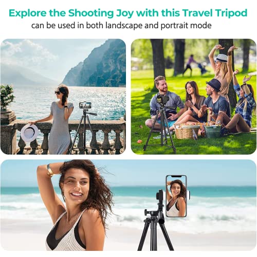 50” Phone Tripod Stand, Aluminum Lightweight Tripod For Camera And Phone, Cell Phone Tripod With Phone Holder And Carry Bag, Compatible With Iphone & Android #TOP5