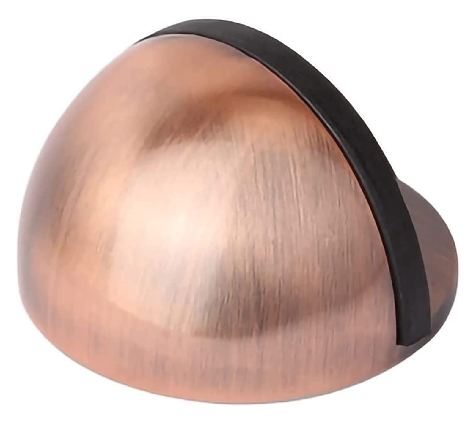 Door Stop， Floor Zinc Alloy Oval Mounted with Screws and Double-Sided Adhesive Tape Rubber Buffer Stopper(Red Bronze)