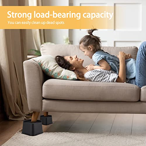 Twakashic Bed Furniture Risers 4" Set Of 4, Heavy Duty Bed Elevators Supports Up To 5000Lbs For Sofa Table Chair Refrigerator (Black) #TOP5