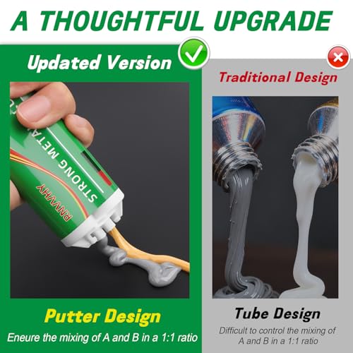 Image of Heavy Duty Metal Glue, Waterproof Epoxy Casting Adhesive, Strongest Welding and Liquid Fillers for Metals Steel Iron Aluminum Plastics Ceramics Cement (Metal Glue 2 Pack)