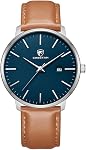 CHEETAH Minimalist Waterproof Quartz Watches for Men with Leather Strap, Auto Date
