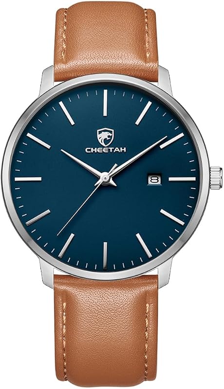 Minimalist Waterproof Quartz Watches for Men with Leather Strap, Auto Date