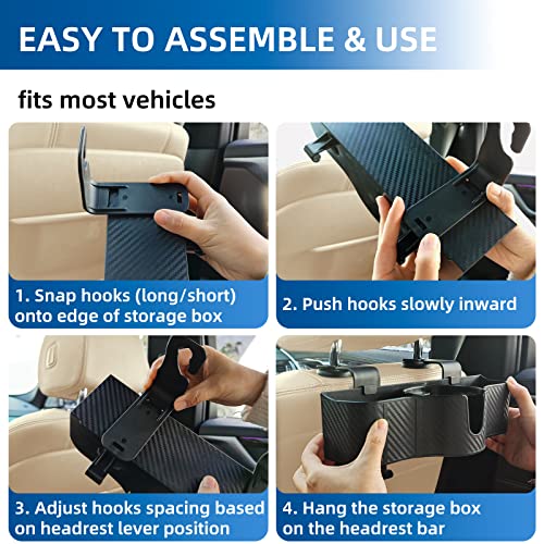 Oushasaa Car Headrest Backseat Organizer With 3.7" Cup Holder, 3 In 1 Seat Back Organizer With Headrest Hooks For Kids And Adults, Universal Hanging, Multifunctional Storage For Car Travel Accessories #TOP5