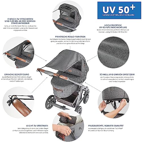 Nakazawa Baby Stroller Sunshade, Uv Protection Sunscreen, Universal Light Blocking, Sunshade Accessories,Protect Your Little One from Sun and Rain with Our High-View Stroller Shade Extender and Cover