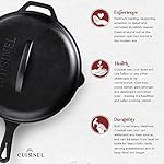 Cuisinel Cast Iron Skillet with Lid - 12"-inch Pre-Seasoned Covered Frying Pan Set + Silicone Handle & Lid Holders + Scraper/Cleaner - Indoor/Outdoor, Oven, Stovetop, Camping Fire, Grill Safe Cookware - Image 3