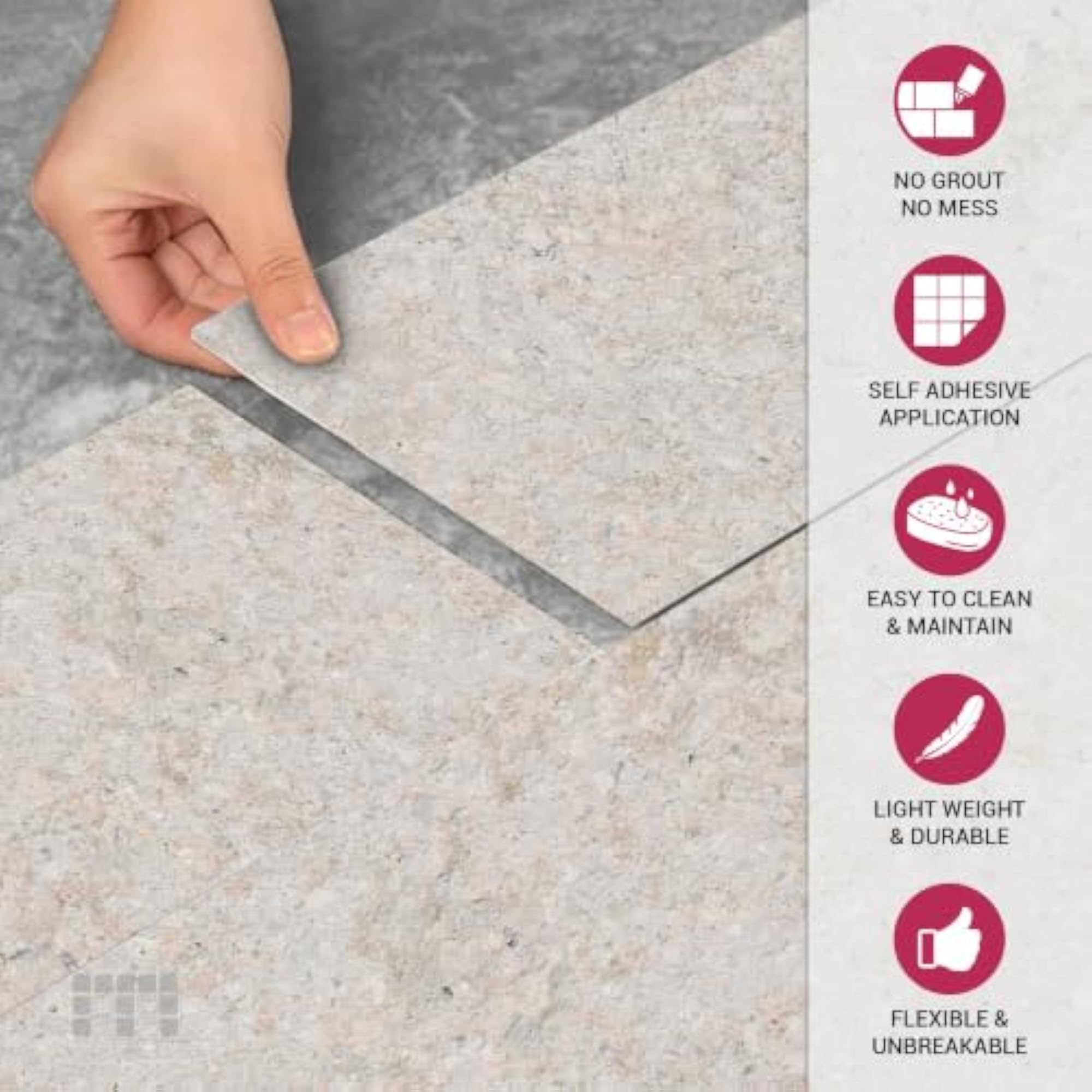 Light Limestone Peel and Stick Floor Tiles, 6X18 Inch