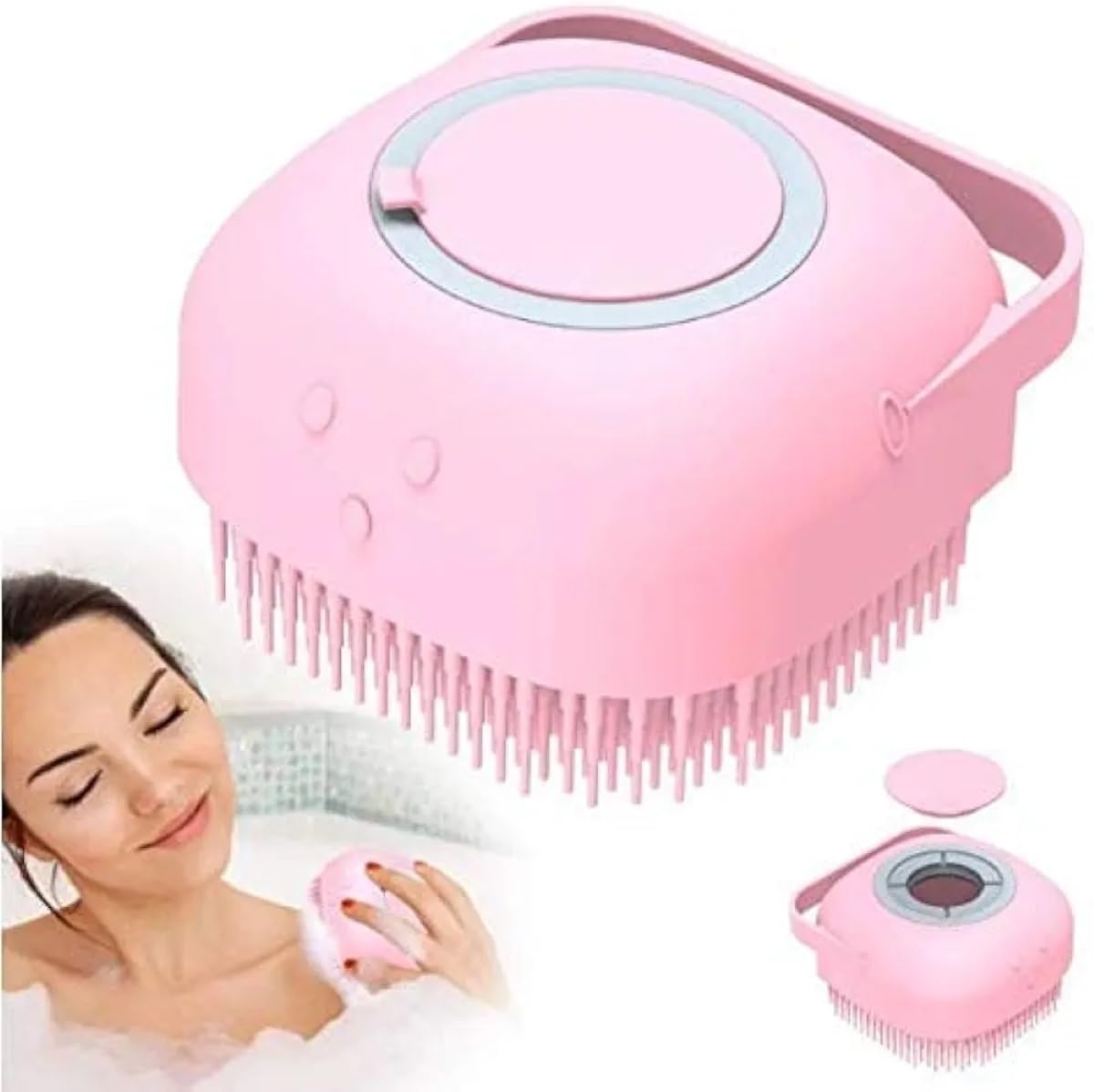 Feelhigh Silicon Massage Bath Brush Hair Scalp & Bathing Brush For Cleaning Body | Silicone Bath Wash Scrubber Cleaner & Massager For Shampoo Soap Dispenser | Bathing Tool | Brushes, Men & Women-image-20