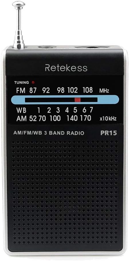 FM AM NOAA Emergency Pointer Tuning Radio Handheld Radio Portable Pocket Radio Receiver Weather Warning (Color : Black, Size : 9cm)