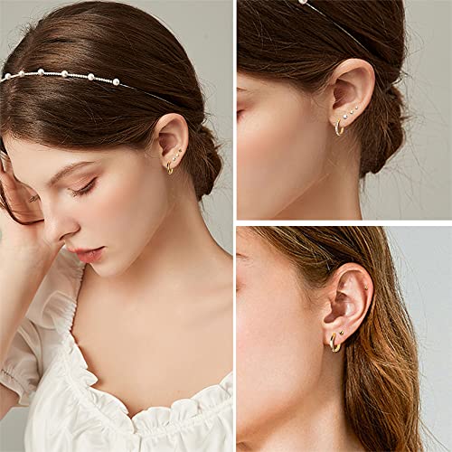 IRONBOX 12 Pairs Tiny Stud Hoop Earring 18K Gold Plated Stainless Steel Earring Sets for Multiple Piercing Small Threadless Flat Back Earrings Cartilage Hoop Earrings3