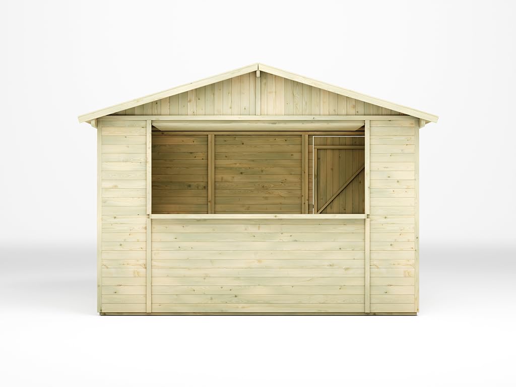Marktstand Holz | Verkaufsstand Holz | imprägniert | 299x197x249 cm | 5,9m² | mit Boden | Dach | Wandstärke 16mm | Dach 16mm | Kiefernholz | Markt | Weihnachtsmarkt | Wochenmarkt | Festival