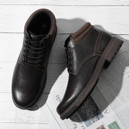 shoeslocker Men's Casual Boots Ankle Boots for Men Dress Loafer Classic Shoes for men With Waterproof Slip Resistant Darkbrown Size 122