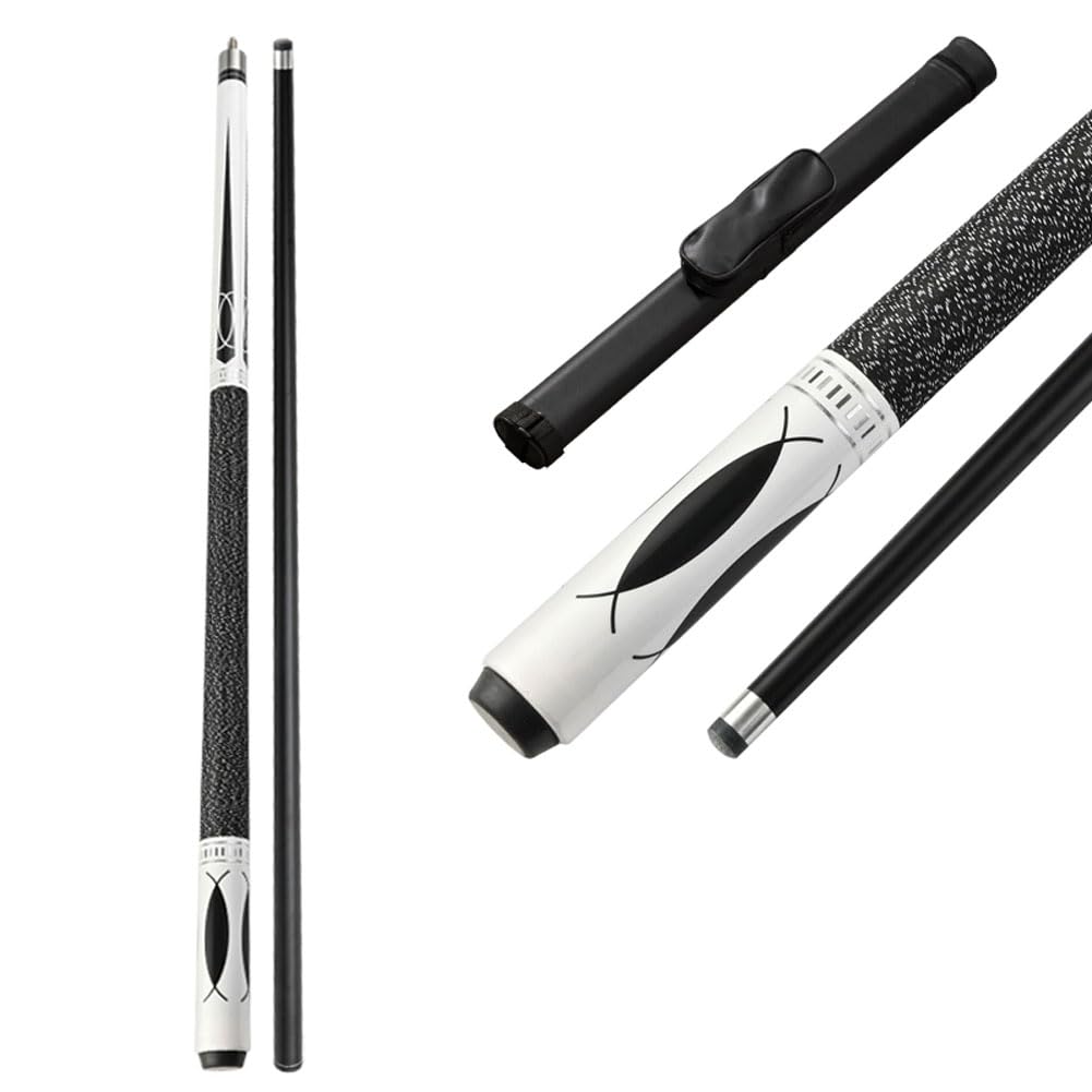 HTDRE Carbon Fiber Pool Cue, 58inch Classic Handmade Maple 1/2 Piece Snooker Cue American Nine Ball 19-20 Oz Billard Cue, Very Nice Grip(Size:11.5mm,Color:white+bag)