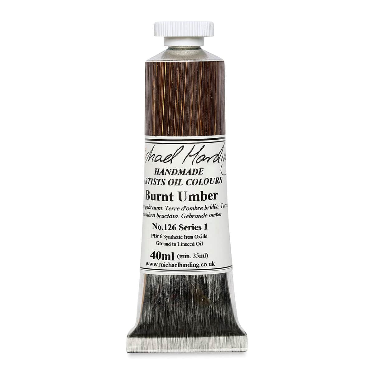 Michael Harding Artist Oil Colours, Burnt Umber, 40ml Tube, 12640