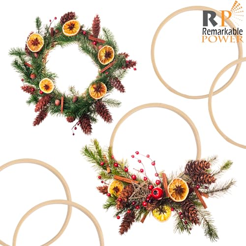 Image of RP Remarkable Power, 12 Pack 4 Inch Bamboo Floral Hoop Mini Wreath Frames Embroidery Rings for DIY Dream Catcher Crafts