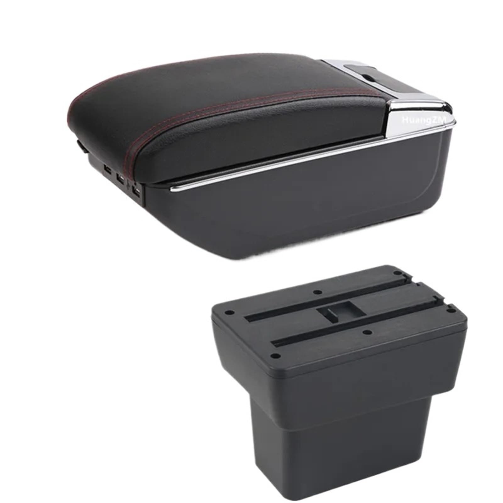 AWGNTQQ Car Armrests For Nissan Note E-Power 2016-2024 Armrest Box Central Storage Dedicated Interior Retrofit Car Accessories(D1 red line 7USB)