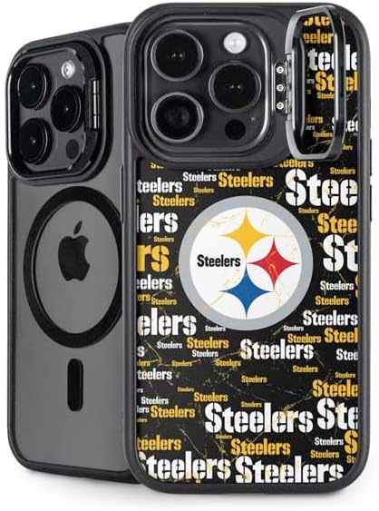 Skinit Kickstand Phone Case Compatible with iPhone 13 Pro - Officially Licensed NFL Pittsburgh Steelers Black Blast Design