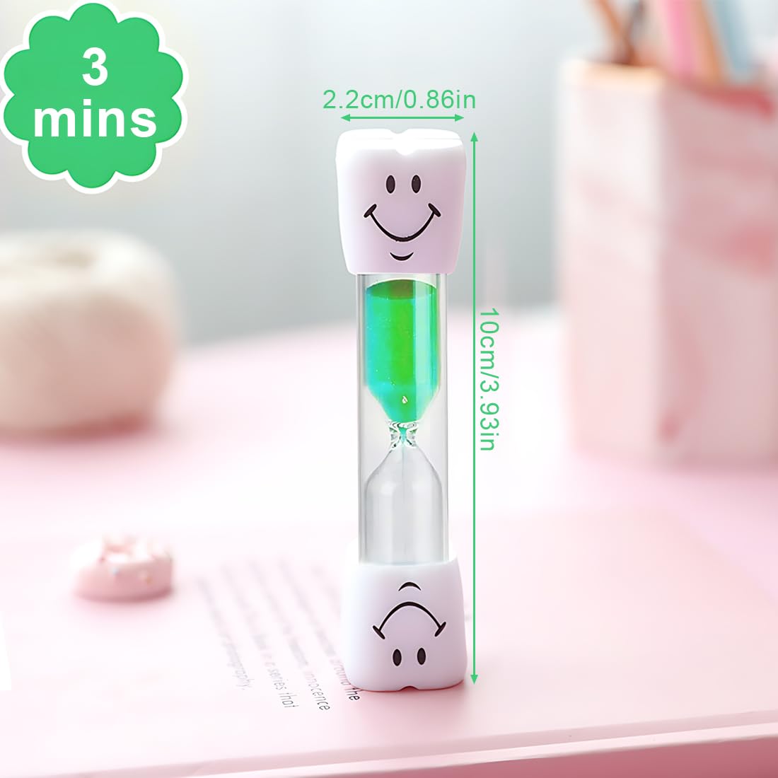 Reccisokz 2 Pieces Toothbrush Timer for Kids Smiley Face hourglass, Toothbrush Sand Timer - Image 2
