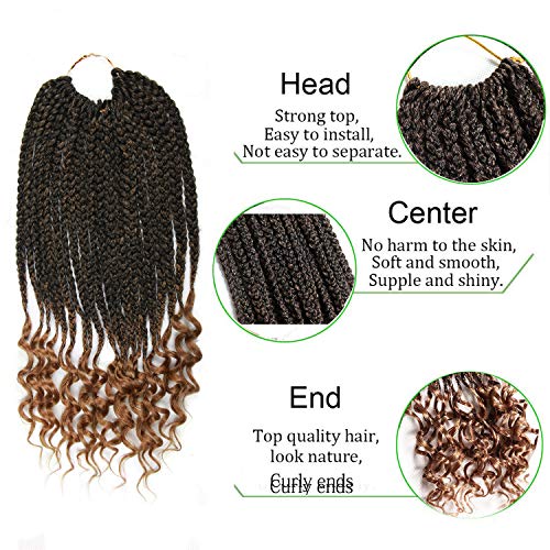 Tbotfd Box Braids Crochet Hair 7Bundles/Packs 14 Inches Crochet Box Braids Crochet Braids With Curly Ends Synthetic Crochet Hair Braids For Women(14Inch, 1B/27#) #TOP2
