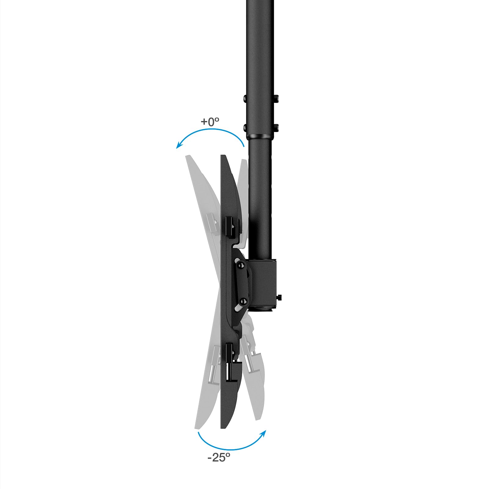 TOOQ LPCE1186TSLI-B - Supporto da soffitto estensibile, inclinabile e girevole per schermi 43"-86", fino a 60 kg di peso, VESA fino a 600x400, colore: nero
