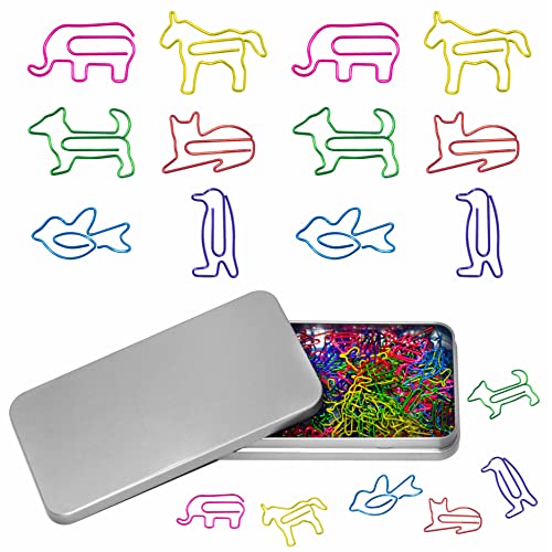 80 STÜCK Büroklammern in verschiedenen Tierformen; als Lesezeichen oder für Memos; 6 Farben; in Geschenkbox für Schüler, Kinder, Lehrer und Sachbearbeiter Cover