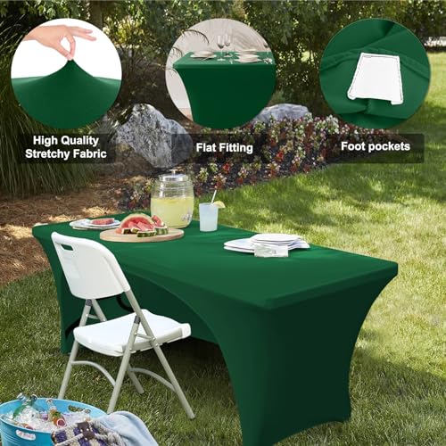 Nappe polyester extensible vert forêt 1,8 m infroissable lot de 2 - 3