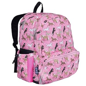 Wildkin 17 inch kids backpackdurable lightweight school bag for boys girls horses in pink  urban country home decor
