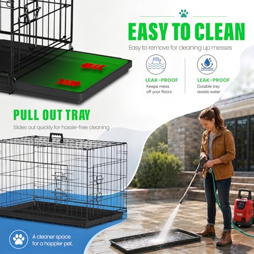 FDW Dog Crate for Medium Dogs 30 Inch Folding Kennel Metal Pet Cage Black by FDW - Used condition - Image 3