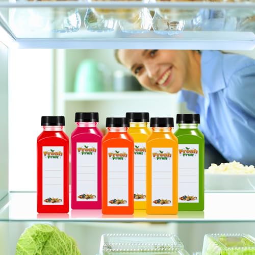 Dualshine 42Pcs 16oz Plastic Juice Bottles with Caps, Clear Empty Reusable Juice Containers with Lids, Brush, Funnel and Labels for Drinking, Smoothie, Milk, Tea and Other Beverages by Dualshine - Image 2
