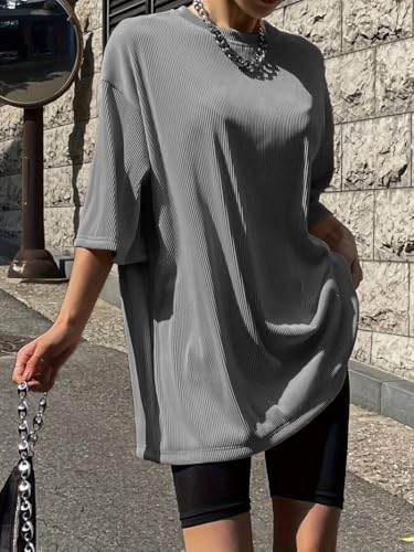 Image of Zilcon Woman Ribbed Dressy Business Casual Long Tops, Work Shirts Clothes Fancy Tshirt Style Tops for Women Suitable for Office Party for Women and Girls