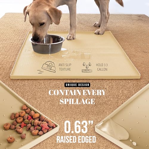 AVERYDAY Tapete de alimentação para cães 81 x 61 cm GG 1,6 cm bordas levantadas tapete para tigela d