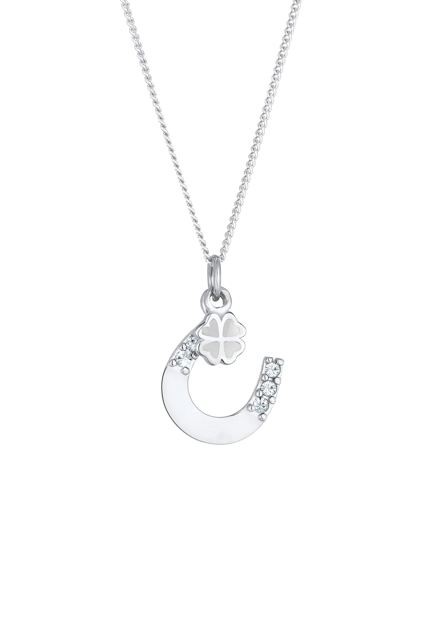 Elli Halskette Damen Anhänger Hufeisen Kleeblatt mit Kristallen 925 Silber