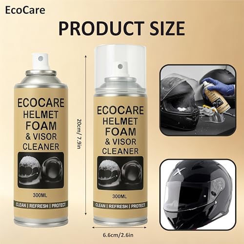 Image of EcoCare Helmet Cleaner | Waterless Visor Cleaning Spray for Inner Liner and Pads | 100% Safe for Hair & Skin |Anti-Fog Deodorizing Formula for Deep Cleaning & Visibility Boost for Riders 300ML