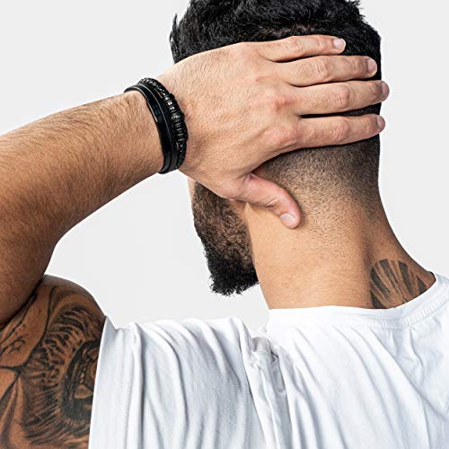 Serasar Pulseras Para Hombres 17Cm Black - Leather Bracelets For Men Brown Cowhide Gift-Box Braided Bracelet Stainless Steel Jewelry Wrist-Band Cuff Wrap Rope Bangle Dad Man Boy Cuero Regalo #TOP5