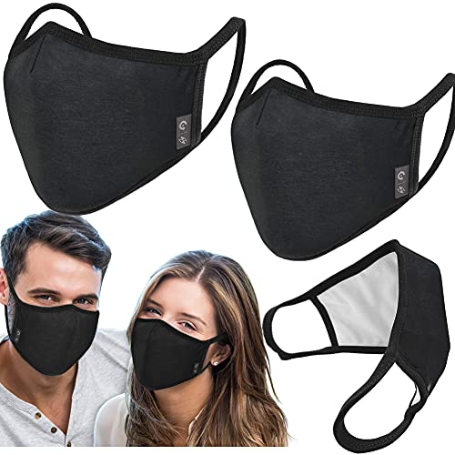 3-Pack Unisex Washable Reusable Cover 3-Layers Cover Black