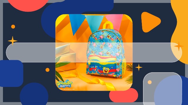 Sac à Dos Scolaire Bob L'éponge - Cartable Maternelle/ Primaire, Taille Moyenne, Neuf Avec étiquettes
