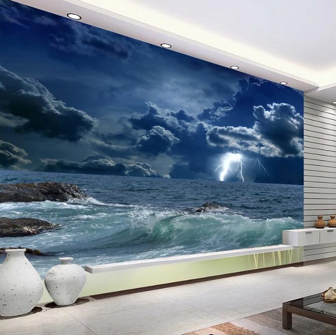 Papier peint photo 3D Océan vagues pour masquer défauts mur - 2