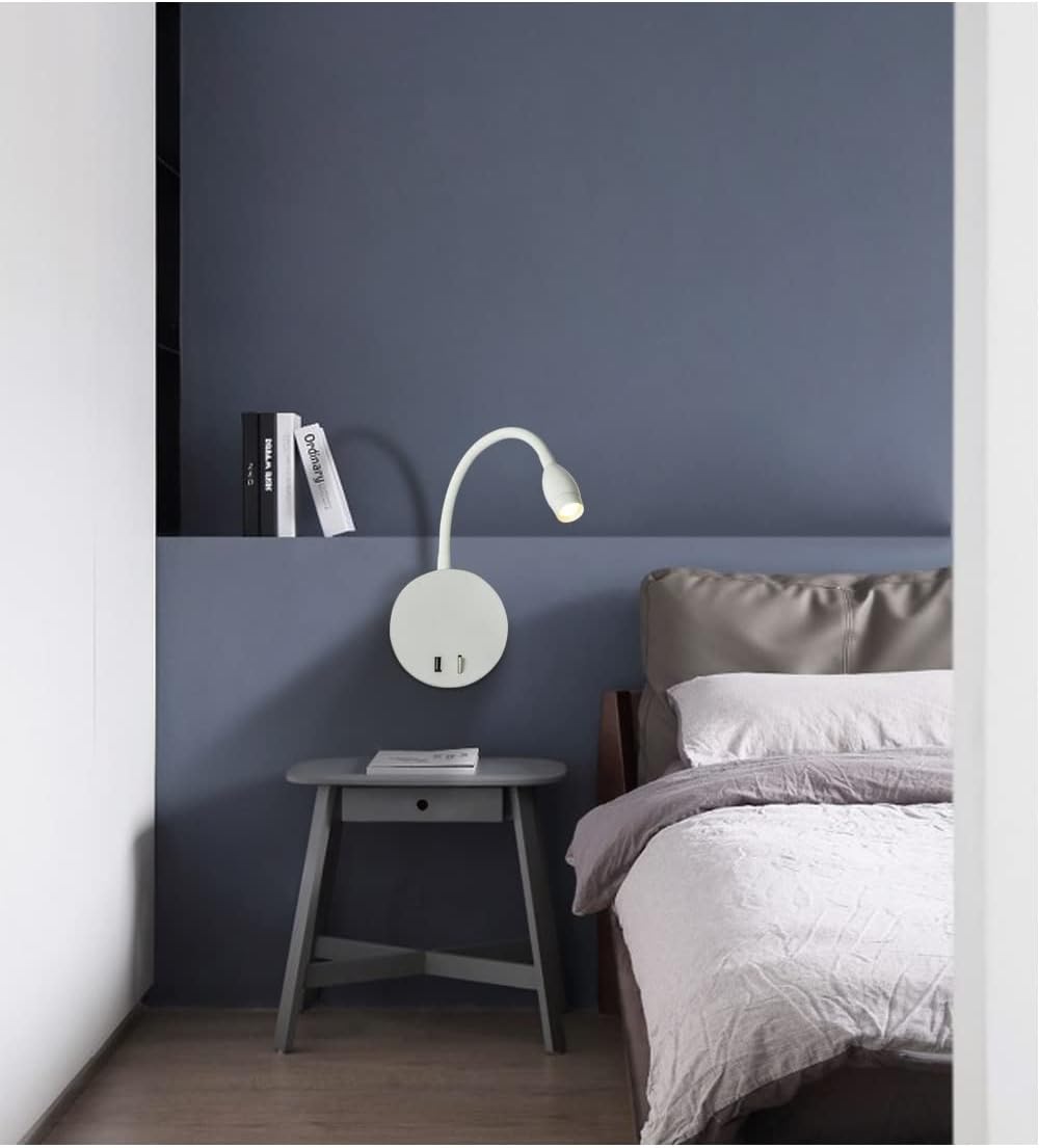 Flexible LED Book Light Wall Lights Wall Mounted Bedside Reading Book Lamp Study Room Led Light Fixture (Color : D, Size : Warm White) (D Warm White)