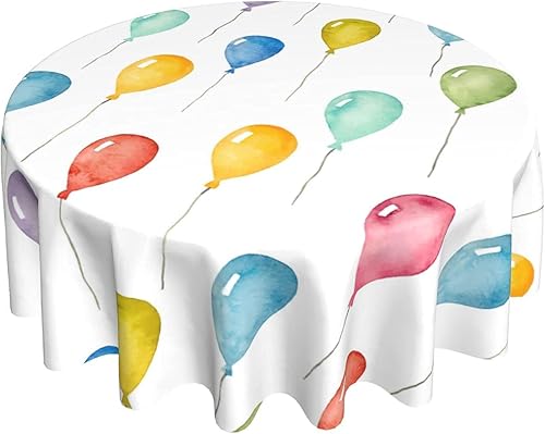 FREEHOTU Mantel redondo con globos coloridos y gruesos, lavable, mantel para cocina, comedor, fiesta, decoración de mesa, 60 pulgadas