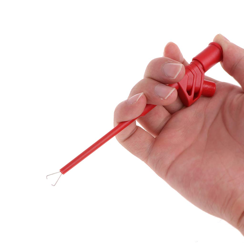 kobeIeen 1000V Insulated Test Hook Clip Non-Destructive Puncture Probe Built-in Spring Compatiable with 4mm Banana Plug 2pcs