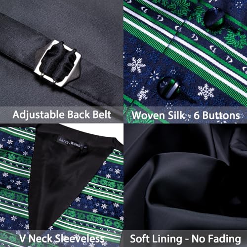 Image of Barry.Wang Mens Red /Green Christmas Suit Vest Holiday Xmas Waistcoat Tie Set Party Tuxedo