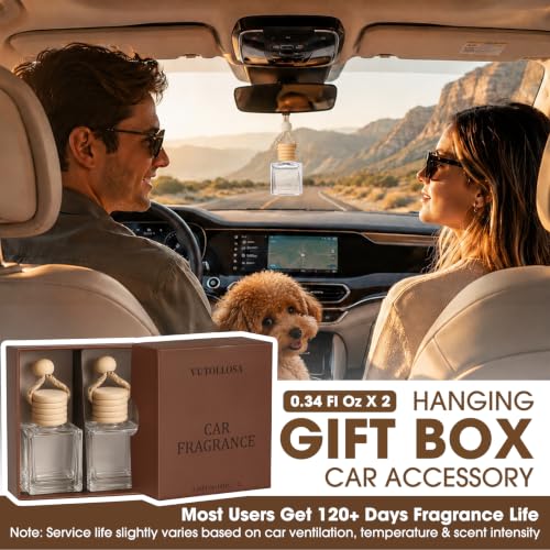 Image of Car Air Freshener Hanging Mahogany Coconut 2 Pack,Essential Oils Diffuser Car Scents Decor Air Freshener,Long-Lasting Cute Car Accessories for Women & Men