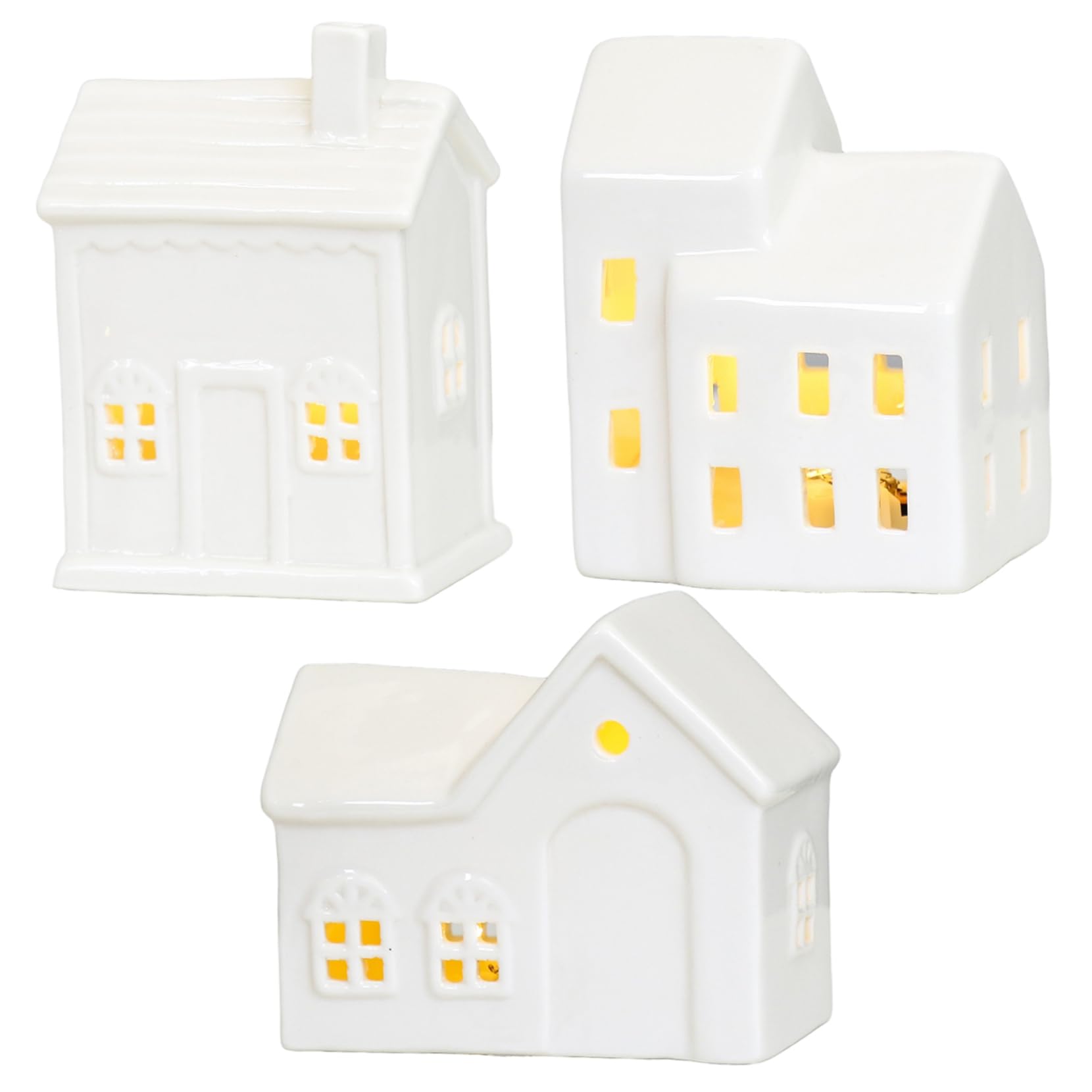 Maisons de village de Noël en céramique blanche pour une déco de table magique