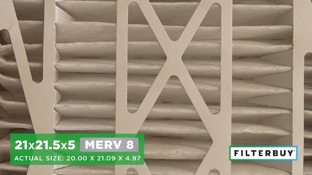 Image of Filterbuy 21x21.5x5 Air Filter MERV 8 Essential Dust & Allergy Defense (2-Pack), Pleated HVAC AC Furnace Filters for Trane Perfect Fit & American Standard (Actual Size: 20.00 x 21.09 x 4.97)