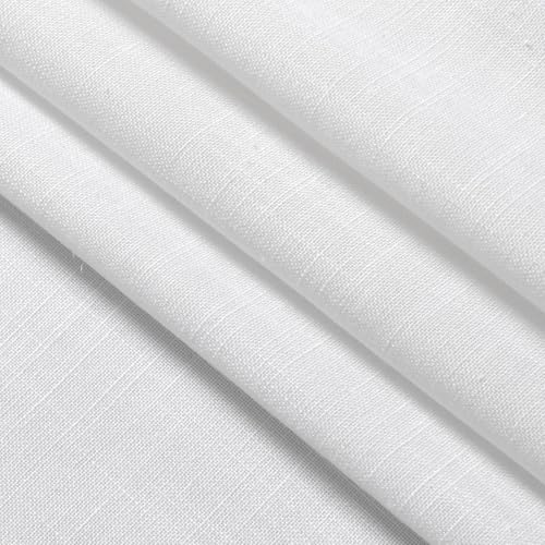 Image of Nanspring Kitchen Linen Curtains 30 Inch Length White Semi Sheer Light Filtering Curtains Back Tab and Rod Pocket Modern Farmhouse Decor for Cafe Small Window Curtain 29 x 30 Inch,2 Panels